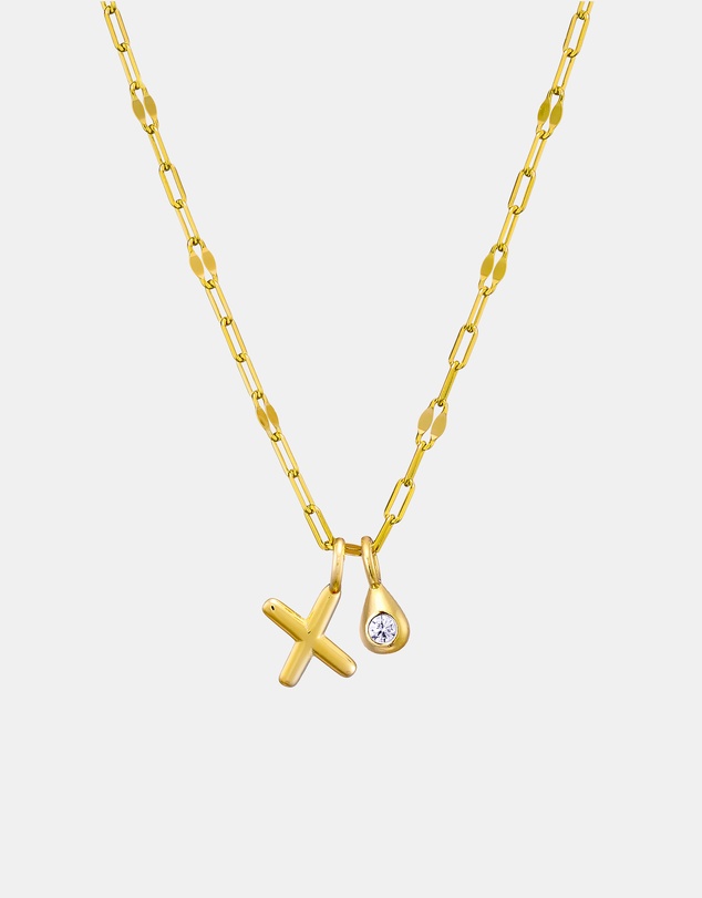 Zoe Olivia - 14K Gold Vermeil Imprint Initial X Cubic Zirconia Necklace