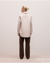 Trenery - Brushed Wool Shacket in Oatmeal Marle
