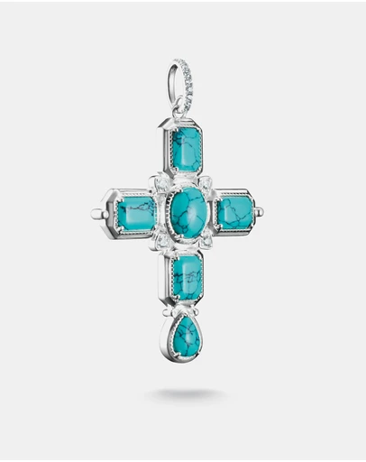 THOMAS SABO - THOMAS SABO Cross Pendant with Turquoise Zirconia Stones