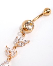 Lovisa - Gold Surgical Steel Marquise Cubic Zirconia Belly Bay