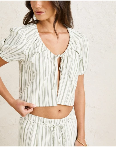 Rhythm - Mallorca Stripe Billow Sleeves Top