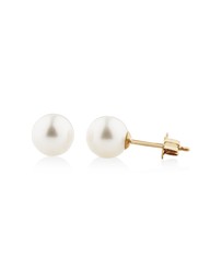 Michael Hill - Stud Earrings with 7mm Round Cultured Freshwater Pearls in 10kt Yellow Gold