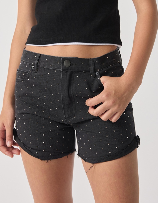 Decjuba Kids - Abbie Rhinestone Denim Shorts - Teens