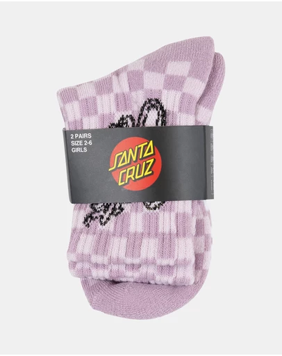 Santa Cruz - Ribbon Script Checkboard Mid Socks - Kids-Teens