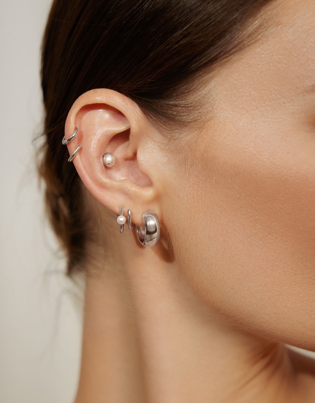 Ania Haie - Silver Chubby Medium Huggie Hoop Earrings