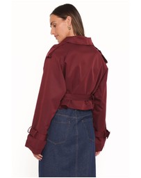 Petal & Pup - Izzi Crop Trench Jacket - Burgundy