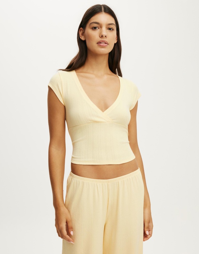 Cotton On Body - Dreamy Soft Pointelle Cross Over Tee