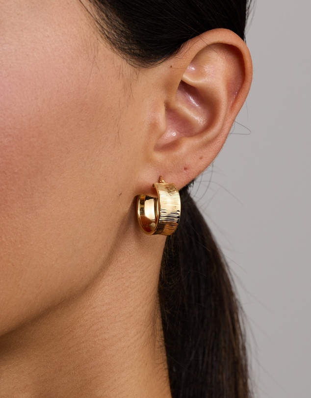 Michael Hill - Textured Hoop Earrings in 18Kt Vermeil