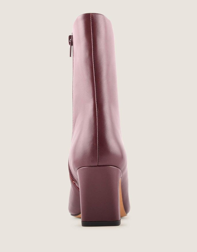 Shelly Shen - Atlas Heel Ankle Boots Burgundy Leather