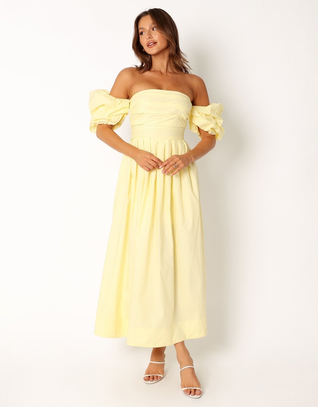 Petal & Pup - Solana Off Shoulder Midi Dress - Yellow