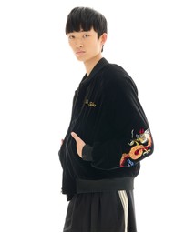 THE TALES - Tokyo Dragon Embroidered Velvet Bomber Jacket