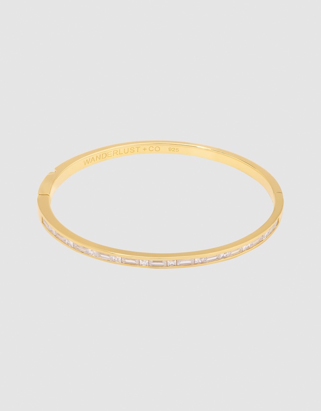 Wanderlust + Co - Classic Baguette 14K Gold Vermeil Bangle