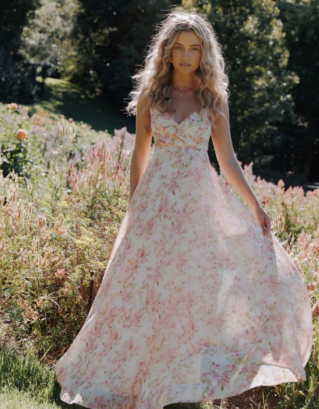 Petal & Pup - Madilyn Maxi Dress - Blurred Pink Floral