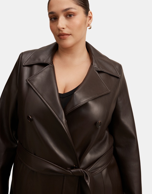 Forever New Curve - Sabina Curve Faux Leather Trench Coat