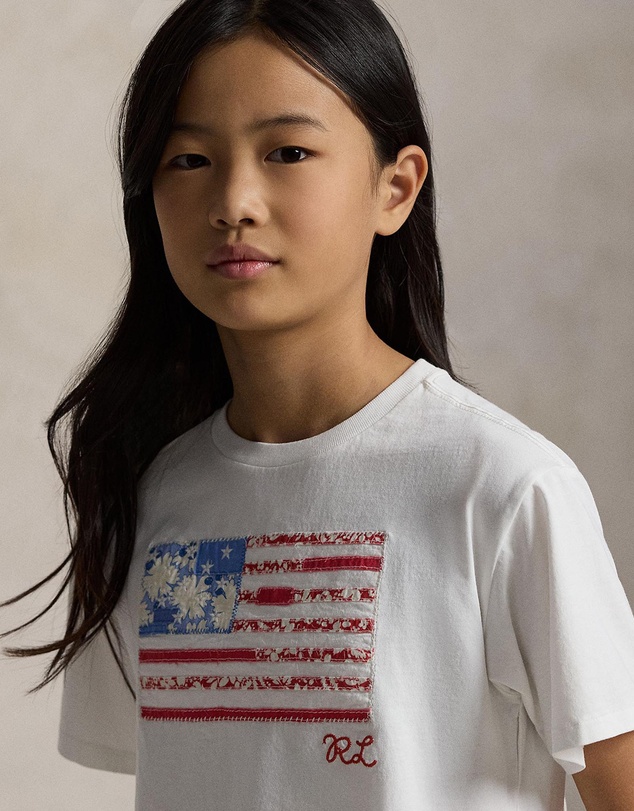 Polo Ralph Lauren - Flag Print Boxy Short Sleeve Knit T-Shirt - Teens