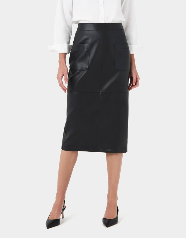 Forcast - Vera Faux Leather Midi Skirt