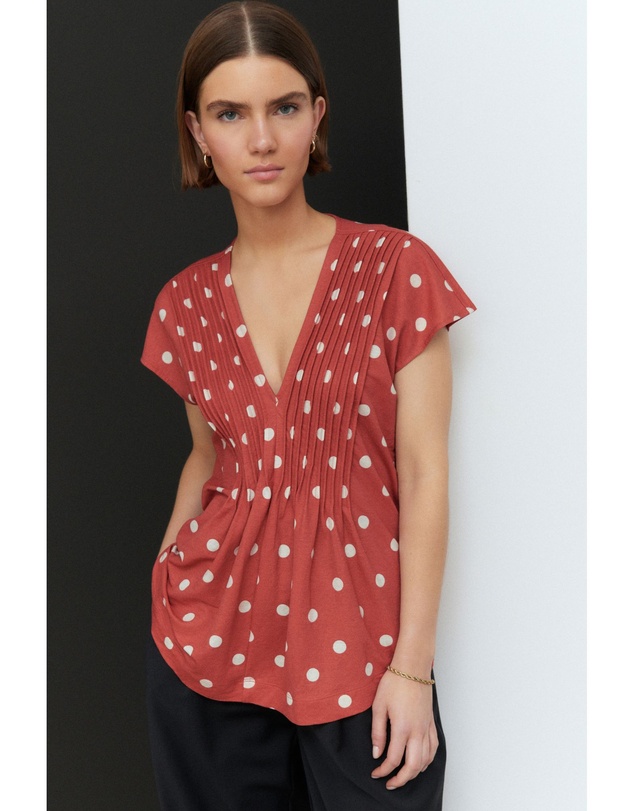 NEXT - Pintuck V-Neck Top