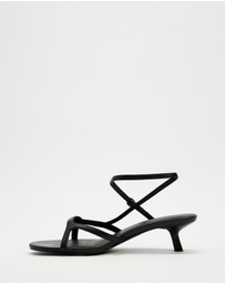 Atmos&Here - Aria Kitten Heel Strappy Leather Sandals