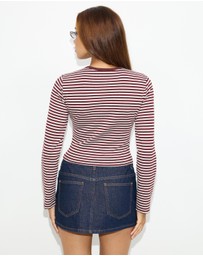 Dazie - Blush LS Stripe T-Shirt