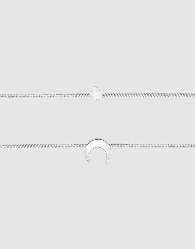 Elli Jewelry - Necklace Choker Layer Crescent Astro 925 Sterling Silver