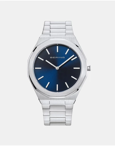 Bering - Mens Classic Polished 41mm Silver Strap Watch
