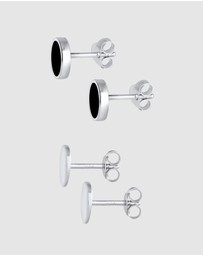 Kuzzoi - ICONIC EXCLUSIVE - Earrings Men Set Stud Circle Geo with Enamel in 925 Sterling Silver