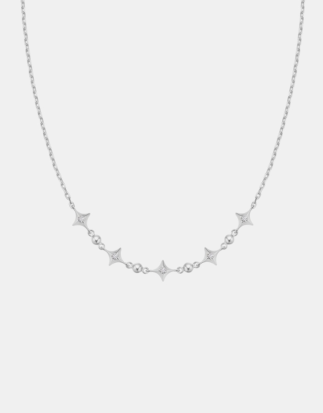 Ania Haie - Silver Sparkling Star Station Necklace