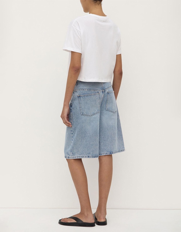 Assembly Label - Loose Fit Long Denim Shorts