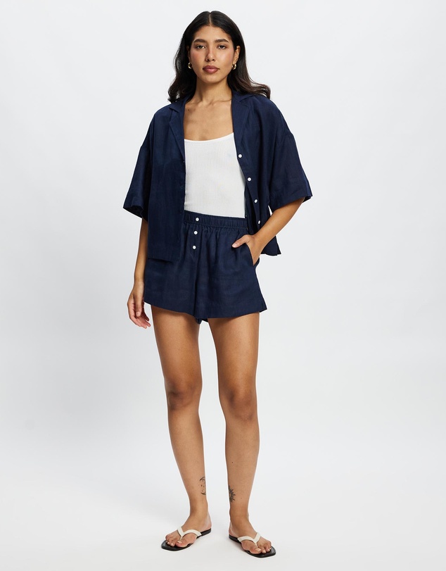 White By FTL - Rhonda Linen Shorts