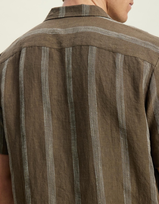 AERE - Linen Stripe Camp Collar Shirt