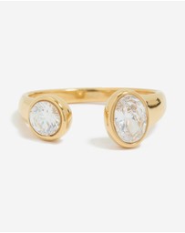 Lovisa - Waterproof Gold Plated Stainless Steel Oval & Round Cubic Zirconia Open Ring