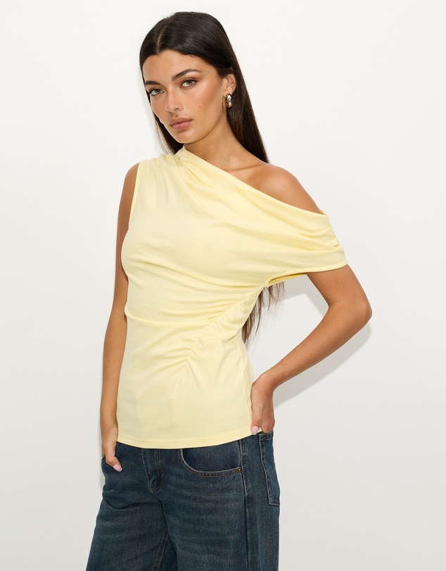 Dazie - Sapphire Ruched Asymmetric Top