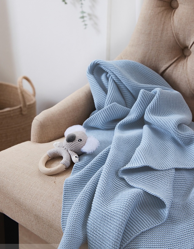 Living Textiles - Pram Knitted Blanket - Celestial Blue