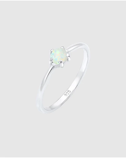 Elli Jewelry - Ring Basic Geo Opal 925 Sterling Silver