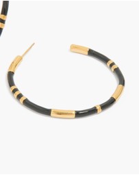 Lovisa - Waterproof Gold Plated Stainless Steel Black Enamel Striped Hoop Earrings
