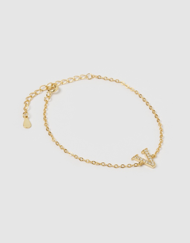 Izoa - Crystal Letter V Bracelet