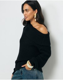 AERE - Leia Off Shoulder Knit Jumper
