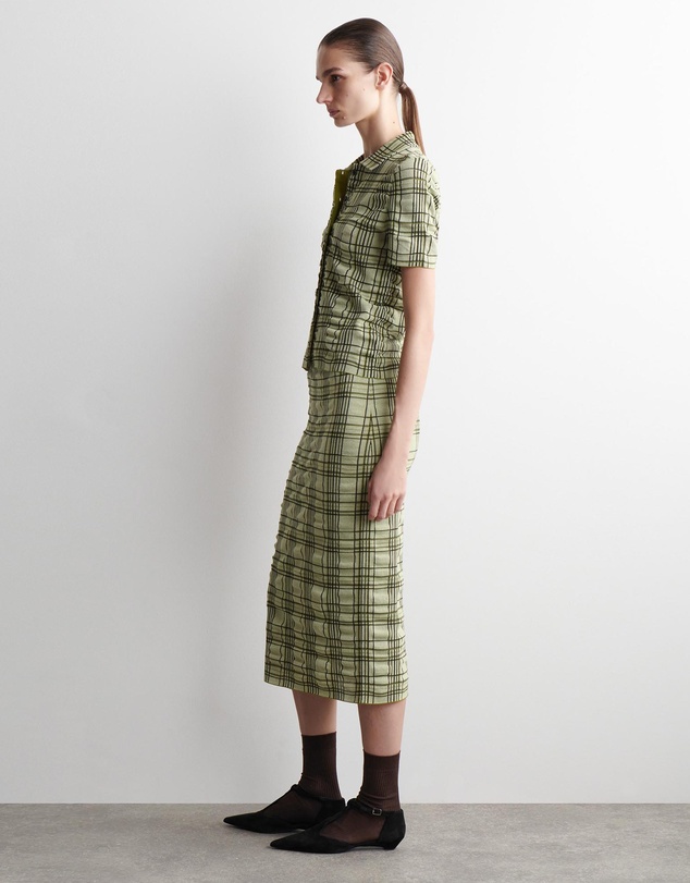 COS - Checked Cotton-Jacquard Midi Skirt