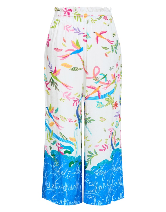 City Chic - Plus size Free Spirit Print Wide Leg Pant - ivory