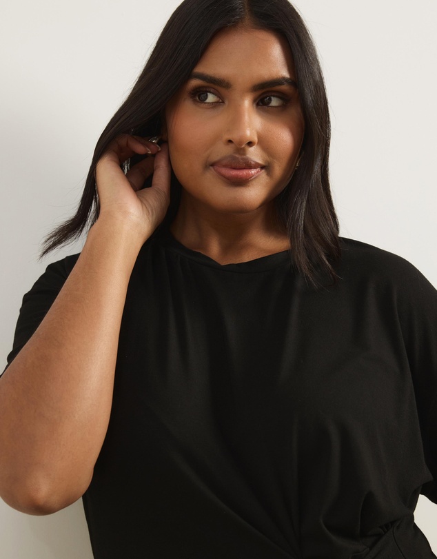 Atmos&Here Curvy - Freya Tie Front Short Sleeve T-Shirt