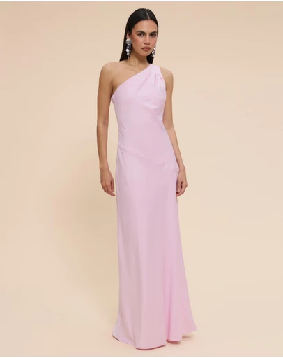 CHANCERY - Hallie Satin One Shoulder Drape Maxi Dress