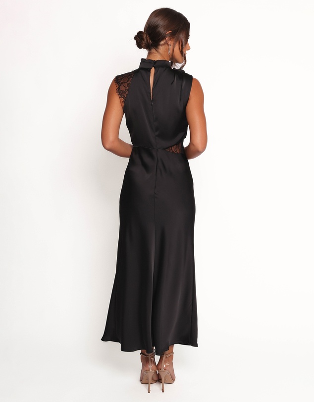 Petal & Pup - Anabelle Halter Neck Lace Maxi Dress - Black