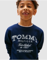 Tommy Hilfiger - Faded Logo Print Crew Neck Sweatshirt - Kids