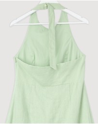 Revibe - Repaired AERE Waverly Halter Linen Midi Dress - AU 12