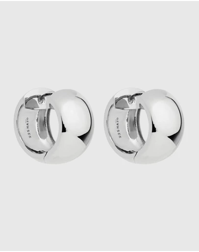 Najo - Daynight Silver Huggie Earrings