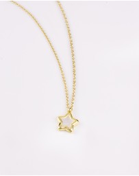 Wanderlust + Co - Star Pearl & Gold Locket Necklace