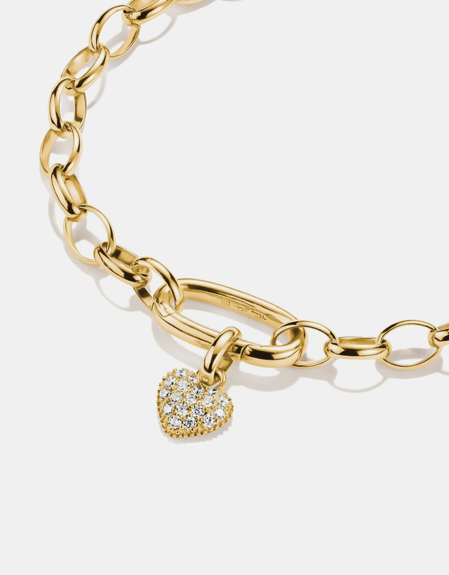 THOMAS SABO - Gold-Plated Heart Charm with Prong-Set White Zirconia