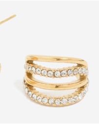Lovisa - Waterproof Gold Plated Stainless Steel Cubic Zirconia Pave 4-Row Illusion Hoop Earrings