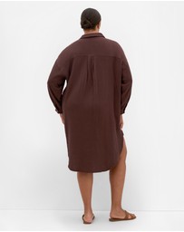 City Chic - Poolside Cover Up Midi Shirt - Chocolate
