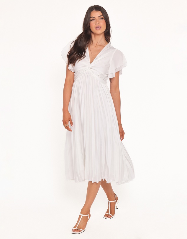 Petal & Pup - Nova Flutter Sleeve Midi Dress - White